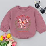Candy Cane Christmas Club Baby Romper Holiday Outfit Retro Style Soft Cotton Infant Clothing First Christmas Gift