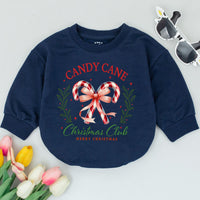 Candy Cane Christmas Club Baby Romper Holiday Outfit Retro Style Soft Cotton Infant Clothing First Christmas Gift