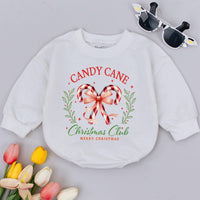 Candy Cane Christmas Club Baby Romper Holiday Outfit Retro Style Soft Cotton Infant Clothing First Christmas Gift