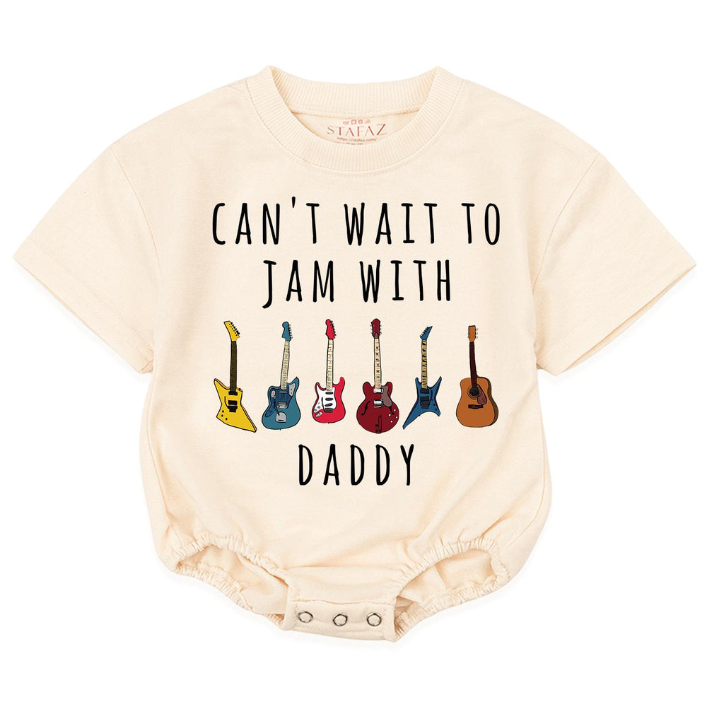 Can't Wait to Jam with Daddy Baby Bodysuit with Colorful Guitars Fun Rock Music Outfit for Boys and Girls Soft Custom Name Option Gift