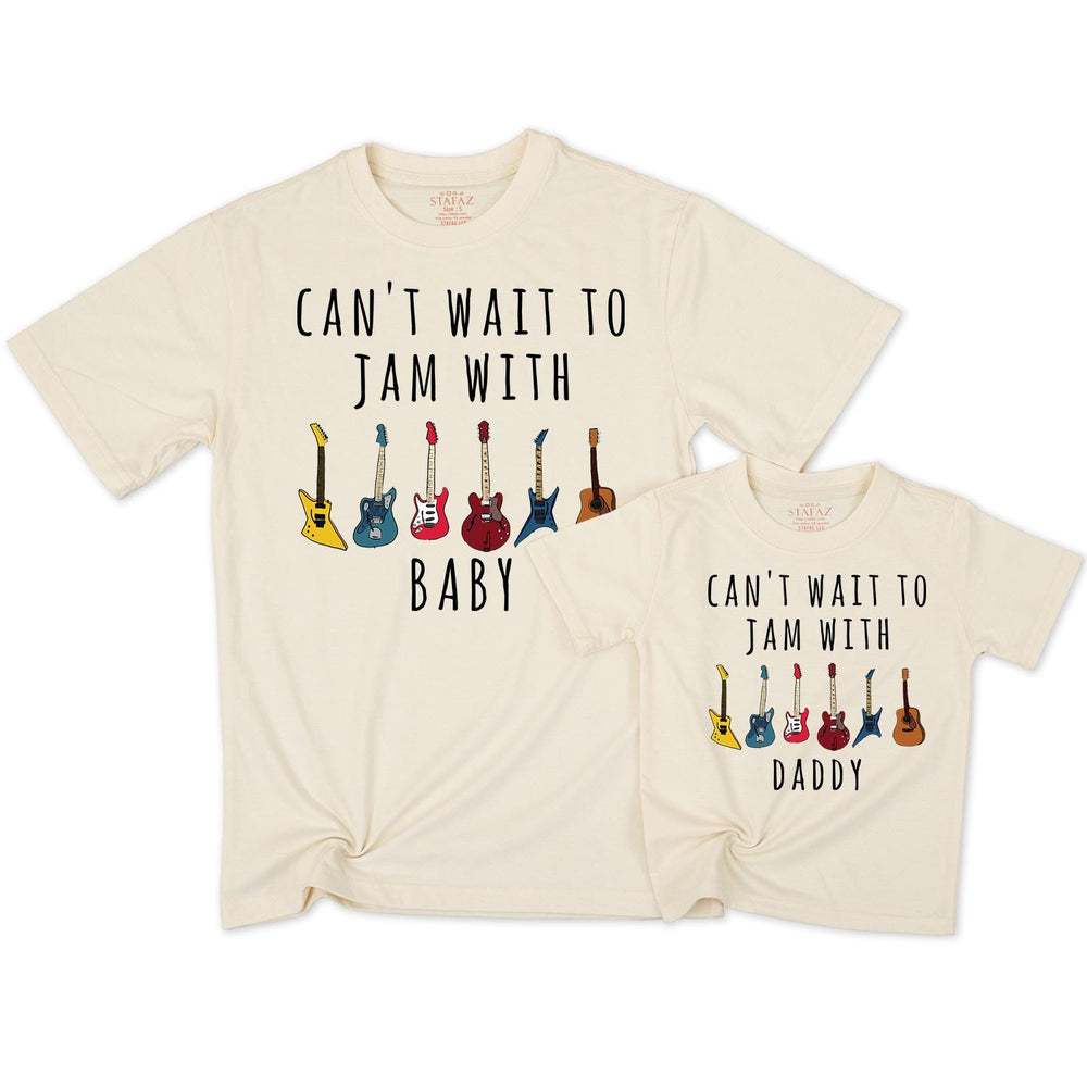 Can't Wait to Jam with Daddy Baby Bodysuit with Colorful Guitars Fun Rock Music Outfit for Boys and Girls Soft Custom Name Option Gift