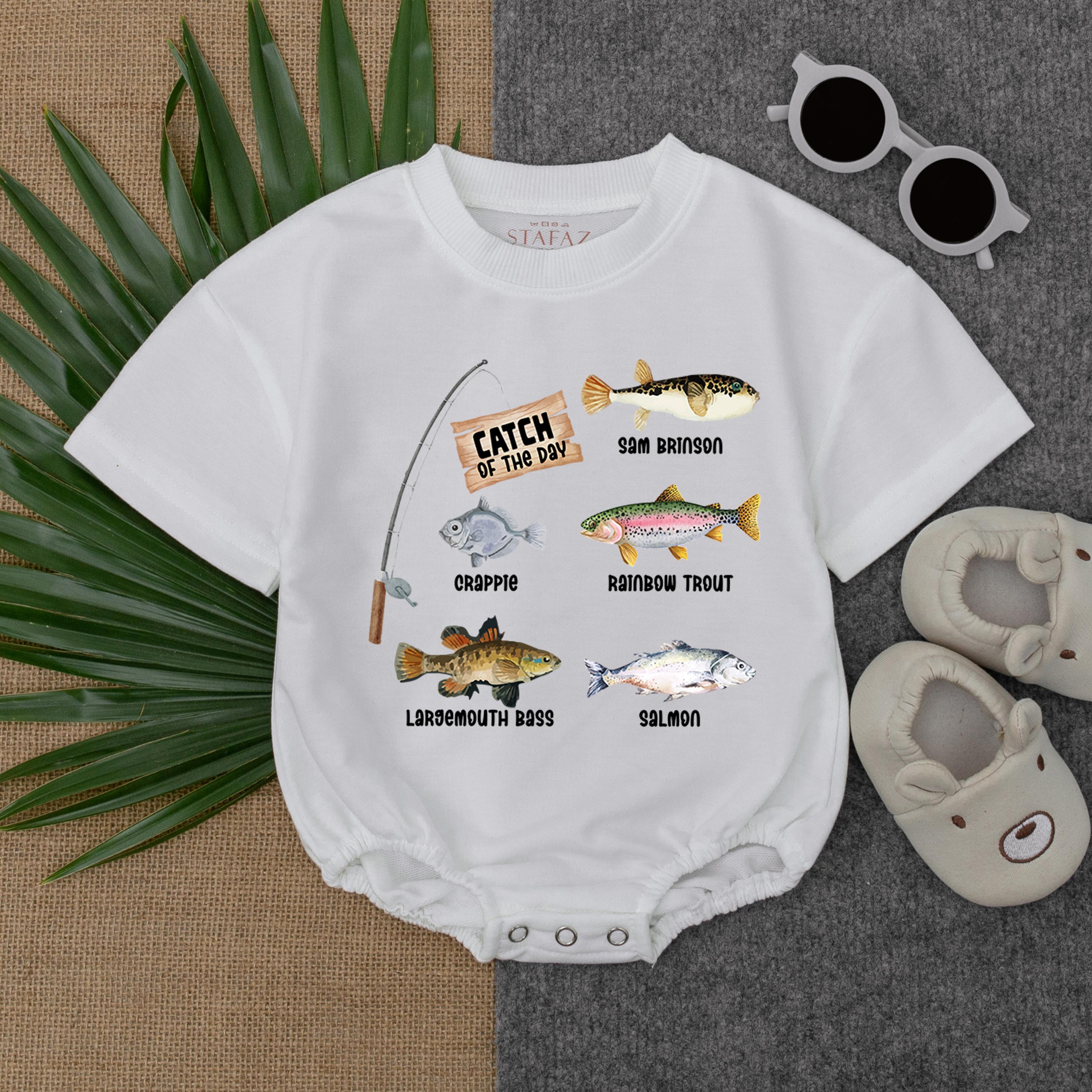 Catch Of The Day Baby T-shirt Romper Colorful Fish Design Fun Fishing Outfit for Boys Summer Adventure Daddy's Fishing Partner