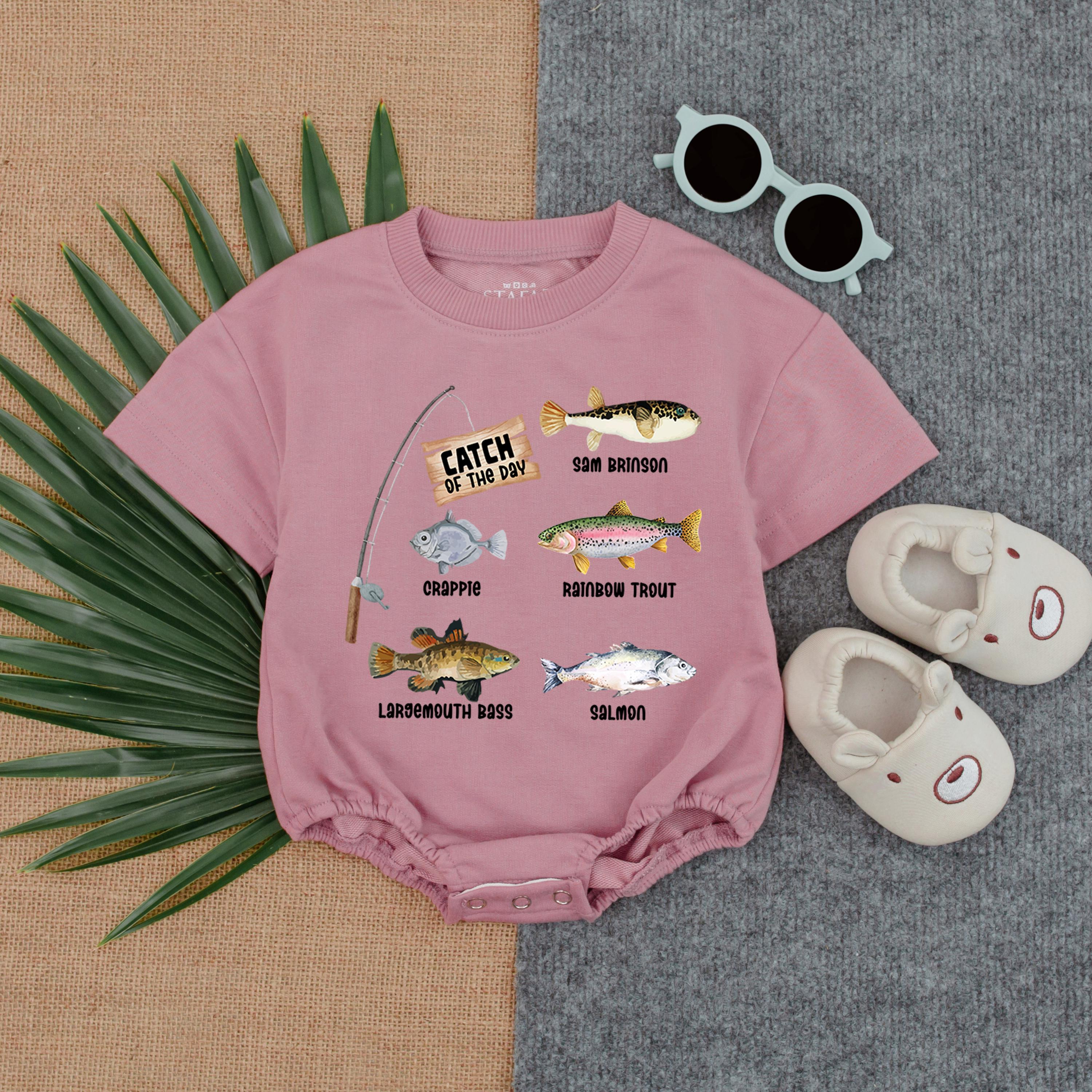 Catch Of The Day Baby T-shirt Romper Colorful Fish Design Fun Fishing Outfit for Boys Summer Adventure Daddy's Fishing Partner