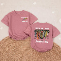 Catch Ya Later Fishing Baby Romper Funny Little Fisherman Outfit Boy Shower Gift Rustic Hand-Drawn Lure Design Soft Cotton Clothes