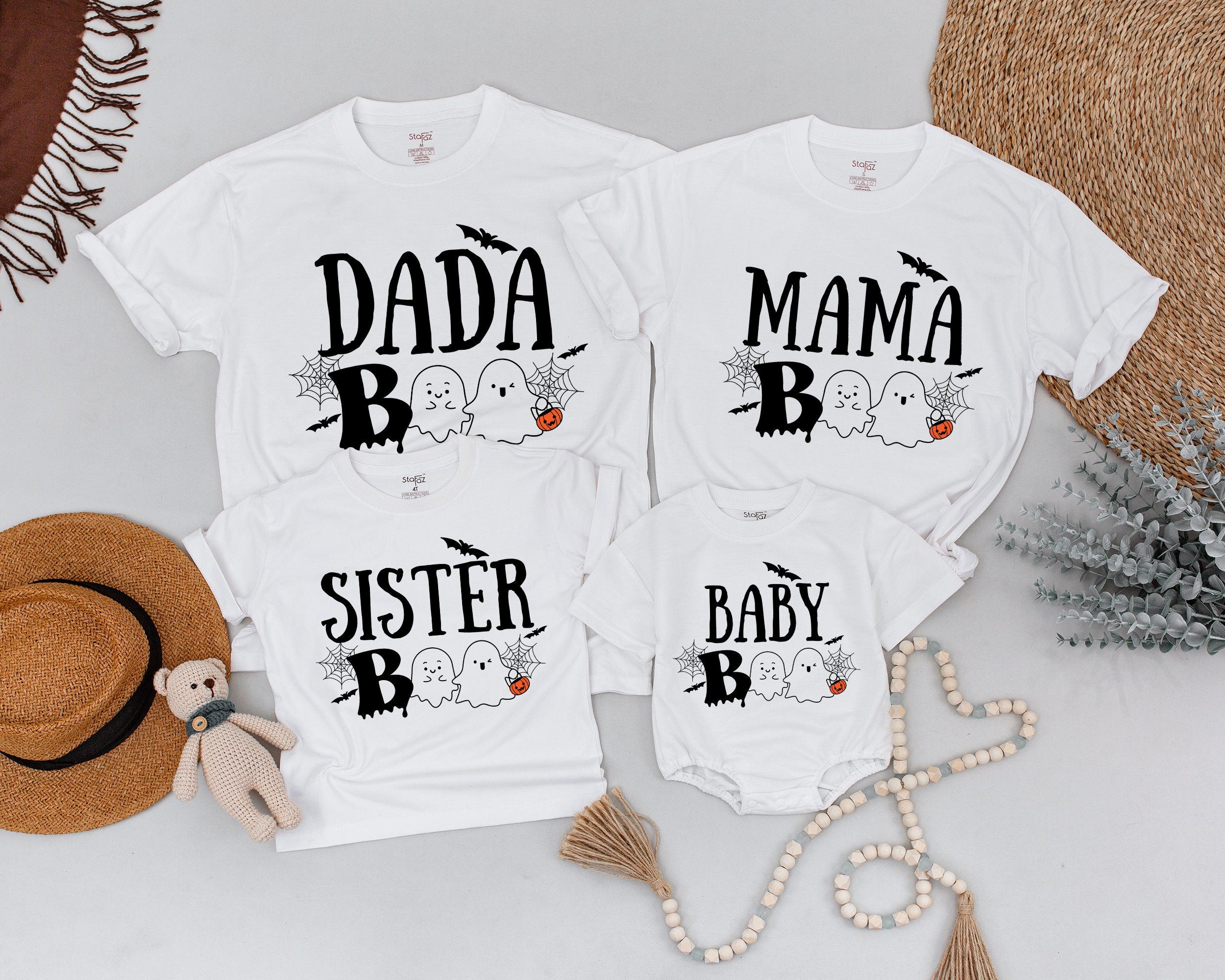 Charming Family Halloween Shirts Vintage Ghosts Personalized Daddy Mommy Baby Tee Matching Spooky Outfit Soft Cotton Comfort