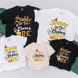 The Chosen One Family T-Shirts Magical Birthday Cotton Outfits Personalized Wizard Theme for Baby Mommy Daddy Sister Brother Fun Gift