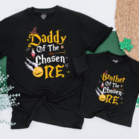 The Chosen One Family T-Shirts Magical Birthday Cotton Outfits Personalized Wizard Theme for Baby Mommy Daddy Sister Brother Fun Gift