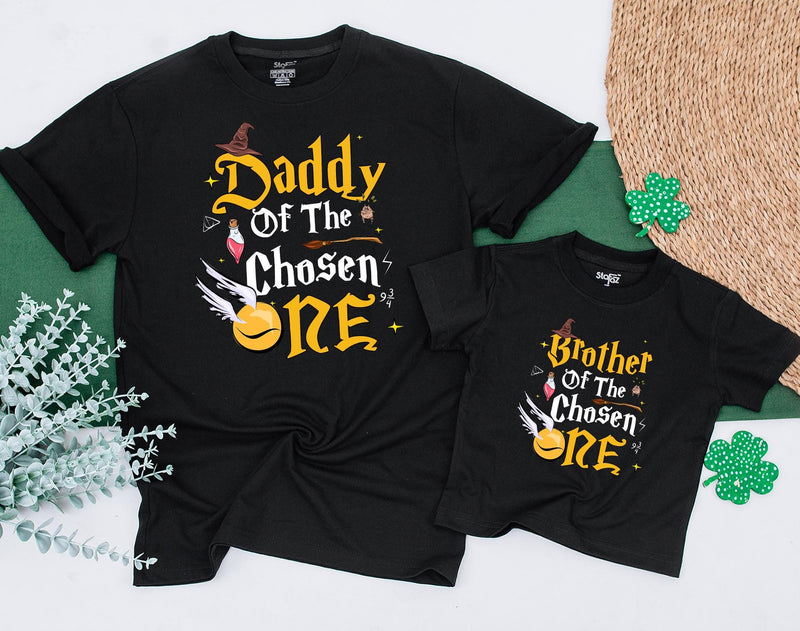 The Chosen One Family T-Shirts Magical Birthday Cotton Outfits Personalized Wizard Theme for Baby Mommy Daddy Sister Brother Fun Gift