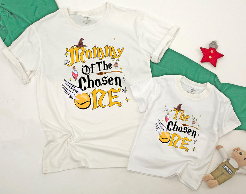 The Chosen One Family T-Shirts Magical Birthday Cotton Outfits Personalized Wizard Theme for Baby Mommy Daddy Sister Brother Fun Gift