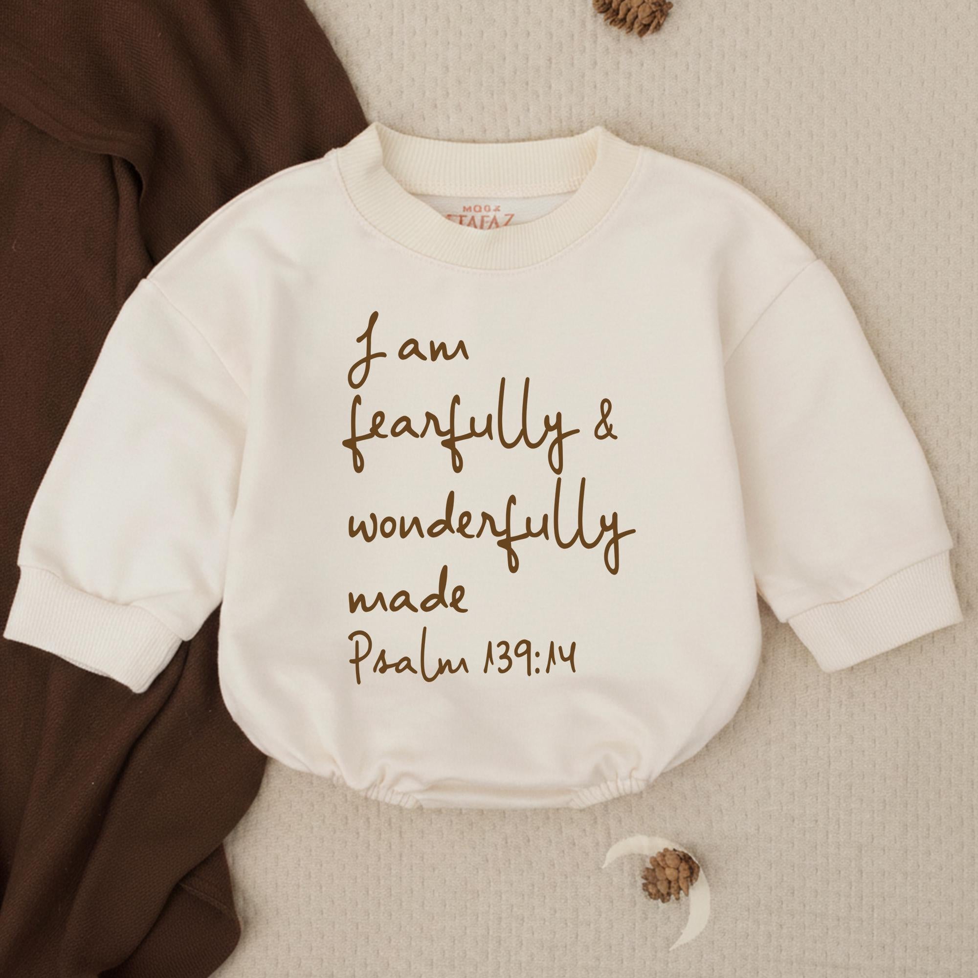 Christian Baby Bodysuit Fearfully and Wonderfully Made Psalm 139:14 Newborn Outfit Soft Cotton Jesus Romper Baby Shower Gift Clothes