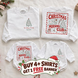 Christmas Morning Club Matching Family Sweatshirts with Custom Name, Holiday Pajama Shirts for Xmas Gatherings, Buy 4 Get 1 Free