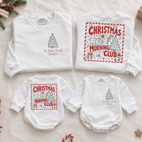 Christmas Morning Club Matching Family Sweatshirts with Custom Name, Holiday Pajama Shirts for Xmas Gatherings, Buy 4 Get 1 Free