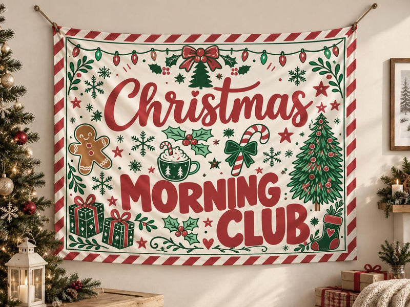 Christmas Morning Club Matching Family Sweatshirts with Custom Name, Holiday Pajama Shirts for Xmas Gatherings, Buy 4 Get 1 Free