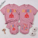 Circus Theme Matching Family Shirts & Baby Romper, Custom 'Come One Come All' Birthday Outfit for Mom, Dad, Toddler, Soft Cotton