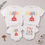Circus Theme Matching Family Shirts & Baby Romper, Custom 'Come One Come All' Birthday Outfit for Mom, Dad, Toddler, Soft Cotton