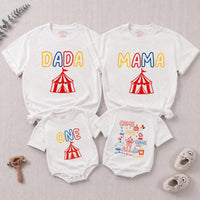 Circus Theme Matching Family Shirts & Baby Romper, Custom 'Come One Come All' Birthday Outfit for Mom, Dad, Toddler, Soft Cotton