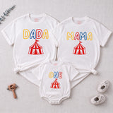 Circus Theme Matching Family Shirts & Baby Romper, Custom 'Come One Come All' Birthday Outfit for Mom, Dad, Toddler, Soft Cotton