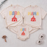 Circus Theme Matching Family Shirts & Baby Romper, Custom 'Come One Come All' Birthday Outfit for Mom, Dad, Toddler, Soft Cotton