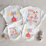 Circus Theme Matching Family Shirts & Baby Romper, Custom 'Come One Come All' Birthday Outfit for Mom, Dad, Toddler, Soft Cotton