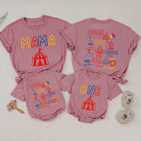 Circus Theme Matching Family Shirts & Baby Romper, Custom 'Come One Come All' Birthday Outfit for Mom, Dad, Toddler, Soft Cotton