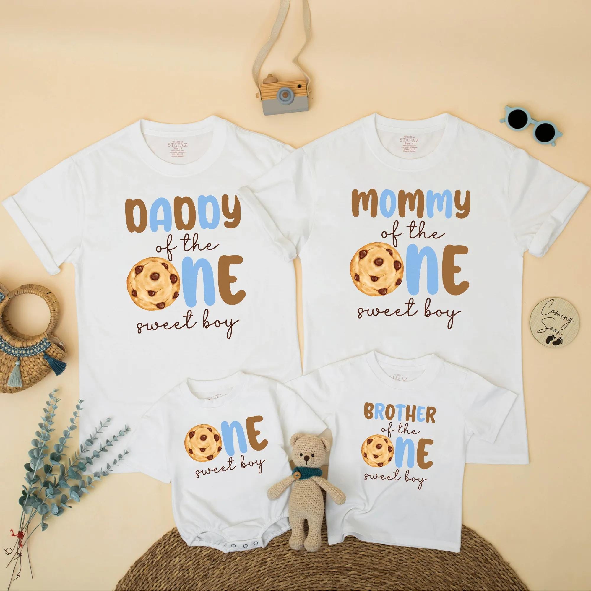 Cookie 1st Birthday Family Shirt Sweet One Outfit for Baby, Daddy, Mommy, Chocolate Chip Design Party Tee, Personalized Gift Idea