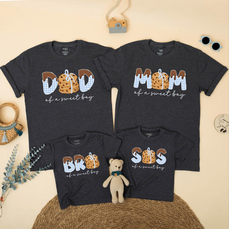Cookie Birthday Matching Family Shirts for Sweet Boy 1st Party, Daddy Mommy Kid Outfit, Cute Gingham Chocolate Chip Design Tee