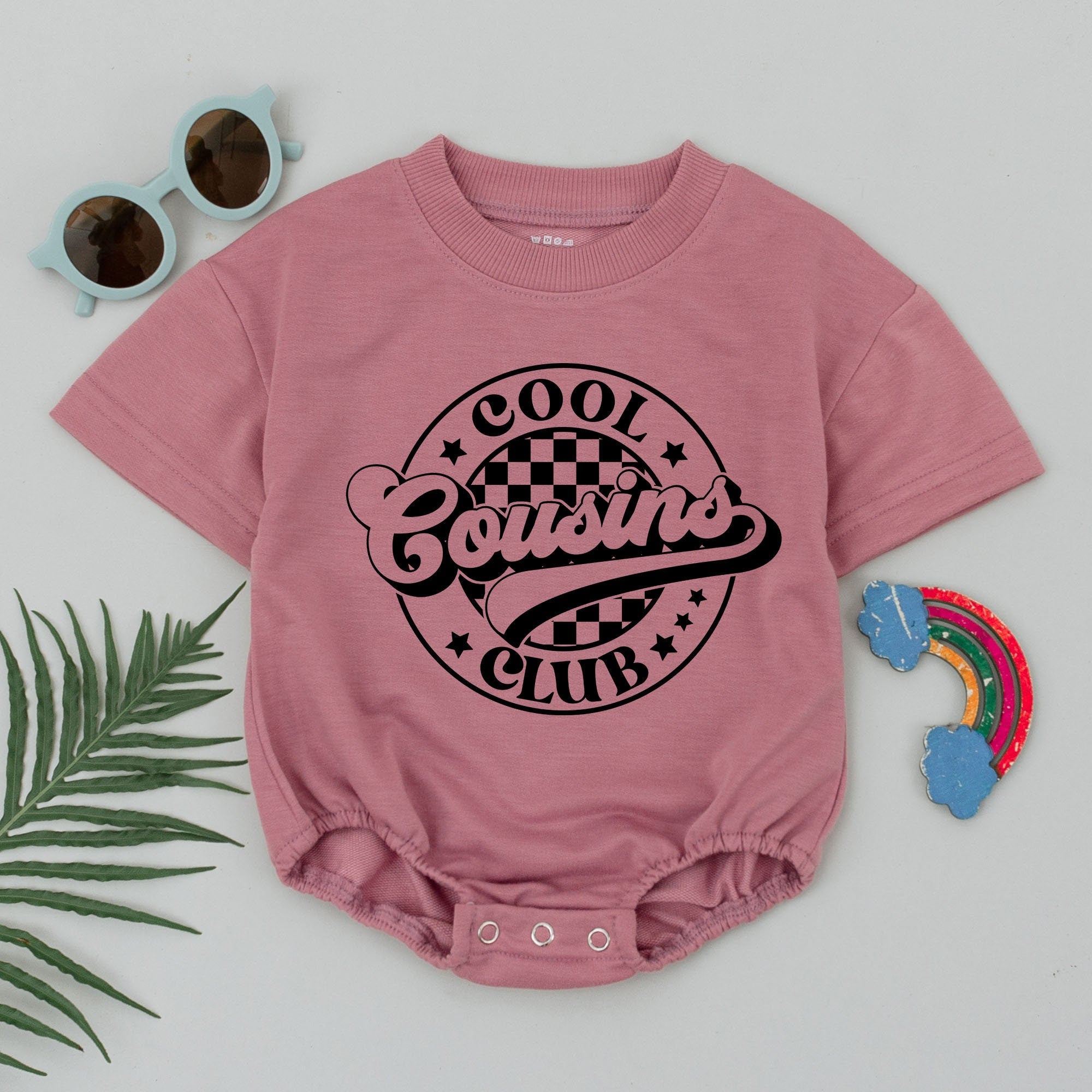 Cool Cousins Club Retro Romper for Baby Stylish Infant Outfit Gender Neutral Newborn Cotton Soft Birthday Gift Checkered Design