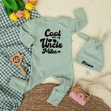 Cool Like My Uncle Mike Baby Bodysuit with Personalized Hat, Soft Cotton Newborn Outfit for Boys, Custom Baby Shower Gift or Milestone Photos