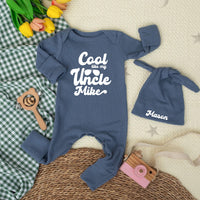 Cool Like My Uncle Mike Baby Bodysuit with Personalized Hat, Soft Cotton Newborn Outfit for Boys, Custom Baby Shower Gift or Milestone Photos