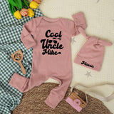 Cool Like My Uncle Mike Baby Bodysuit with Personalized Hat, Soft Cotton Newborn Outfit for Boys, Custom Baby Shower Gift or Milestone Photos
