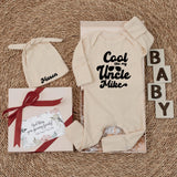 Cool Like My Uncle Mike Baby Bodysuit with Personalized Hat, Soft Cotton Newborn Outfit for Boys, Custom Baby Shower Gift or Milestone Photos