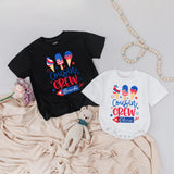 Cousin Crew Baby and Toddler Shirts with Custom Name Patriotic Ice Cream Design Family Reunion Gift 4th of July Americana Outfits