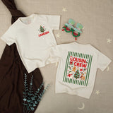 Cousin Crew Christmas Sweatshirt and Baby Bodysuit with Holiday Graphics and Custom Name, Matching Family Christmas Outfits
