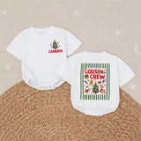 Cousin Crew Christmas Sweatshirt and Baby Bodysuit with Holiday Graphics and Custom Name, Matching Family Christmas Outfits