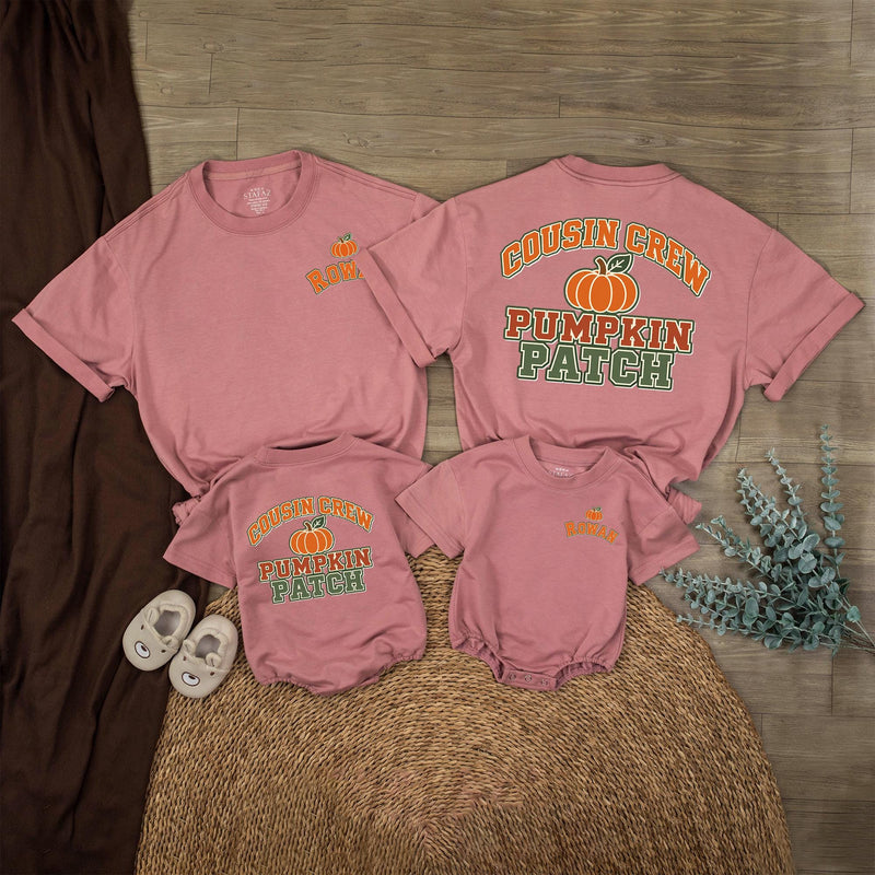 Cousin Crew Pumpkin Patch Shirt with Custom Name, Matching Fall Family Outfits, Personalized Cousins Tee or Bodysuit for Autumn