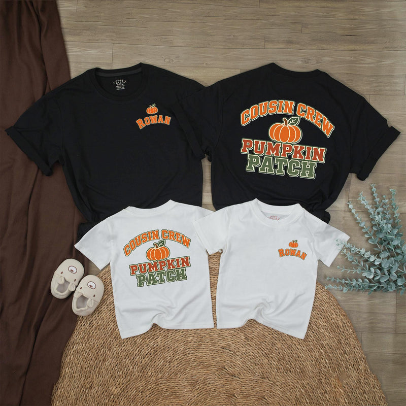 Cousin Crew Pumpkin Patch Shirt with Custom Name, Matching Fall Family Outfits, Personalized Cousins Tee or Bodysuit for Autumn