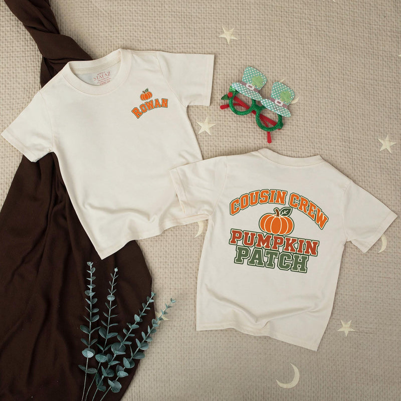 Cousin Crew Pumpkin Patch Shirt with Custom Name, Matching Fall Family Outfits, Personalized Cousins Tee or Bodysuit for Autumn