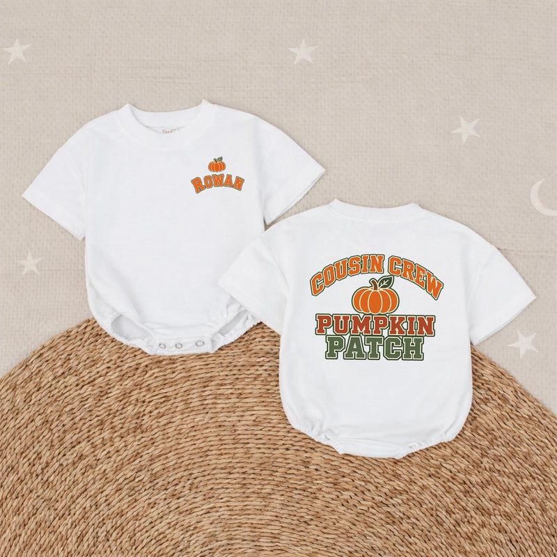 Cousin Crew Pumpkin Patch Shirt with Custom Name, Matching Fall Family Outfits, Personalized Cousins Tee or Bodysuit for Autumn