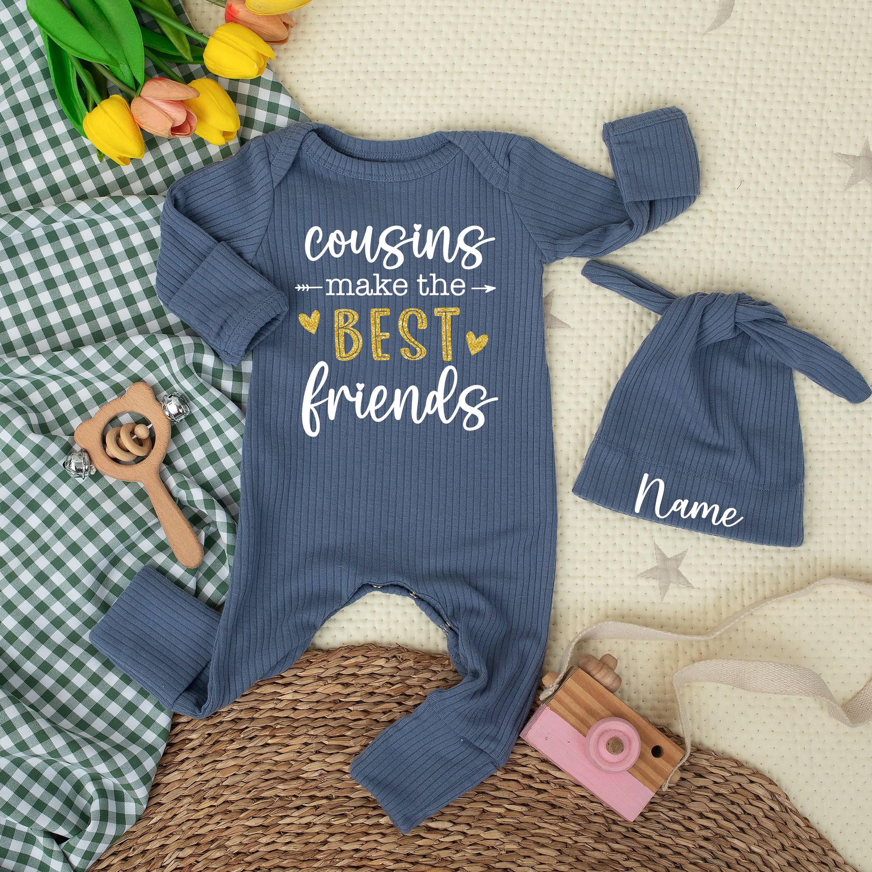 Cousins Make the Best Friends Baby Bodysuit with Gold and White Design Custom Outfit for Newborns Baby Shower Gift or Coming Home Clothes