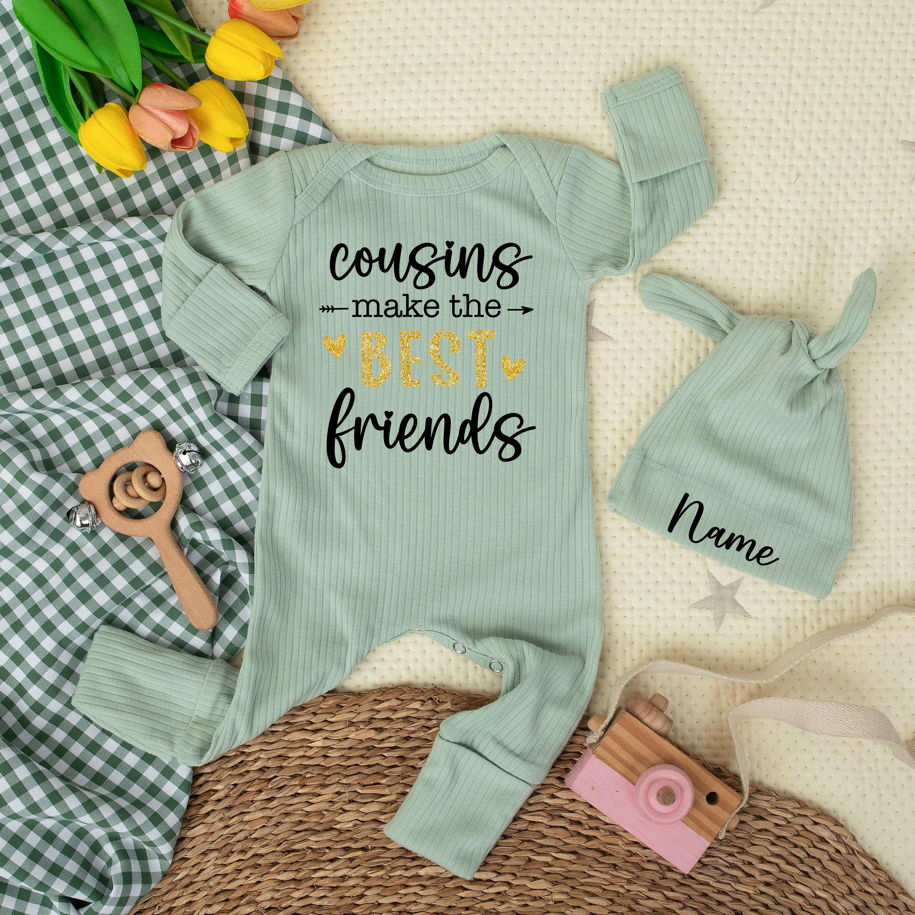 Cousins Make the Best Friends Baby Bodysuit with Gold and White Design Custom Outfit for Newborns Baby Shower Gift or Coming Home Clothes