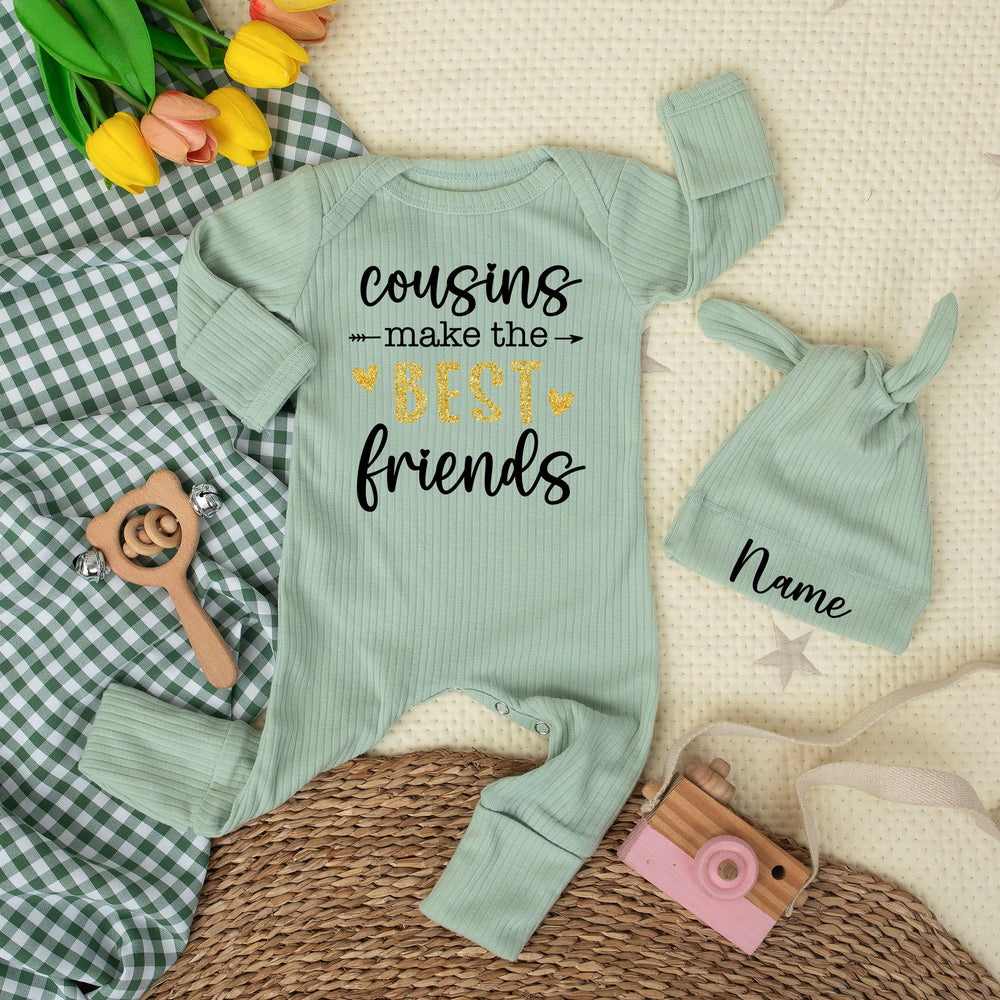 Cousins Make the Best Friends Baby Bodysuit with Gold and White Design Custom Outfit for Newborns Baby Shower Gift or Coming Home Clothes