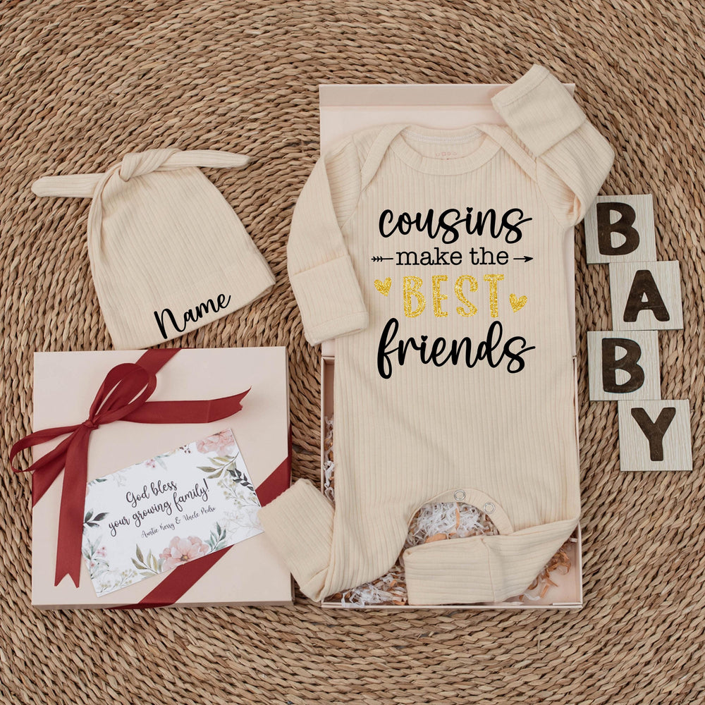 Cousins Make the Best Friends Baby Bodysuit with Gold and White Design Custom Outfit for Newborns Baby Shower Gift or Coming Home Clothes