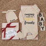Cousins Make the Best Friends Baby Bodysuit with Gold and White Design Custom Outfit for Newborns Baby Shower Gift or Coming Home Clothes