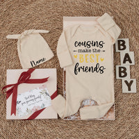 Cousins Make the Best Friends Baby Bodysuit with Gold and White Design Custom Outfit for Newborns Baby Shower Gift or Coming Home Clothes