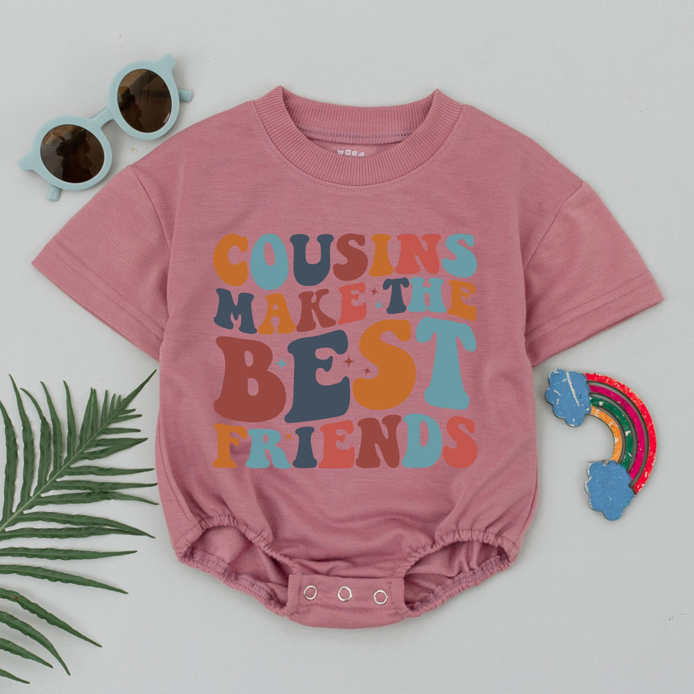 Cousins Make the Best Friends Baby Romper Retro 70s Style Bodysuit Infant Toddler Gift Soft Cotton Outfit Cute Baby Shower Present