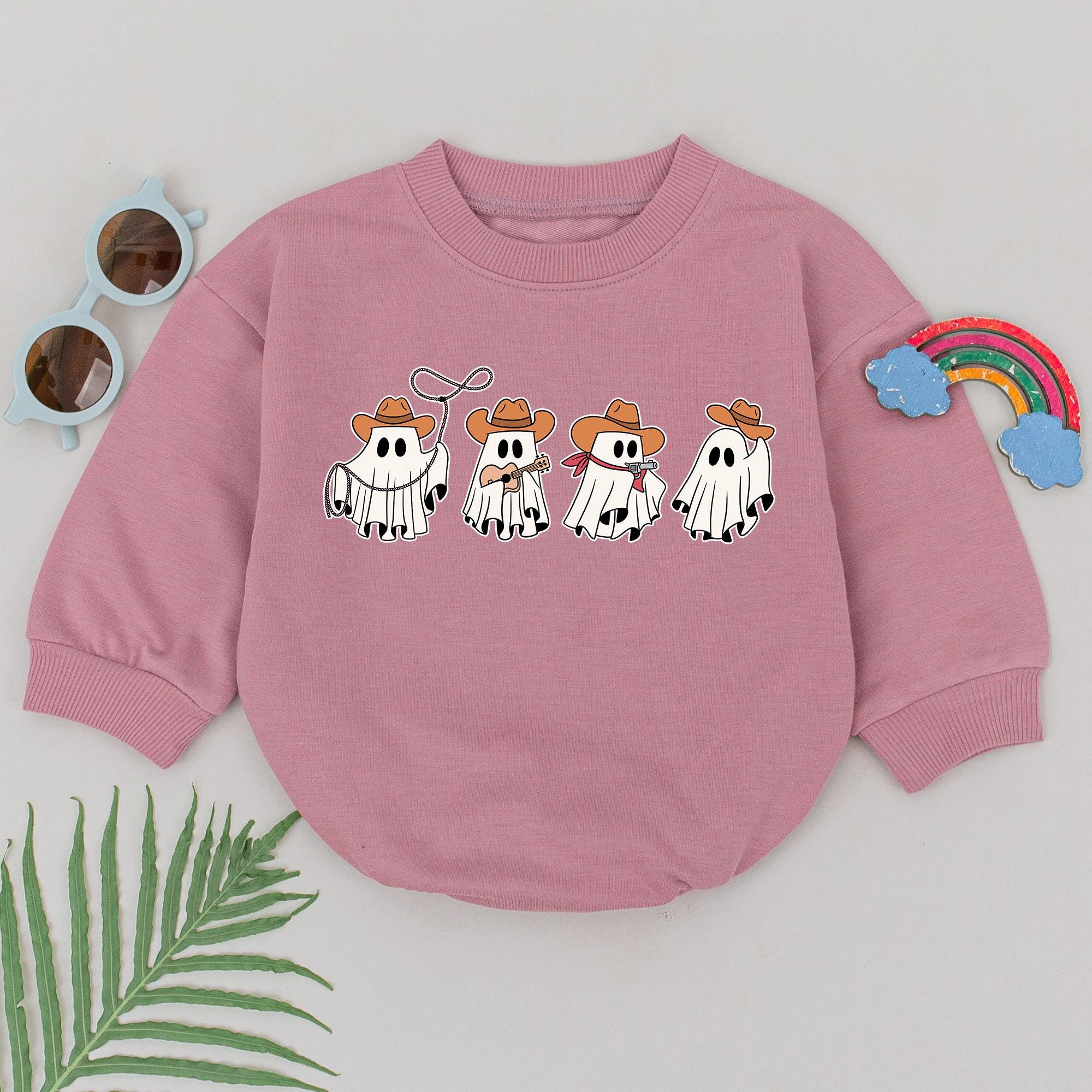 Cowboy Ghosts Baby Romper Cute Western Halloween Outfit Soft Cotton Newborn Girls Toddler Playful Gift Comfortable Infant Party Clothing