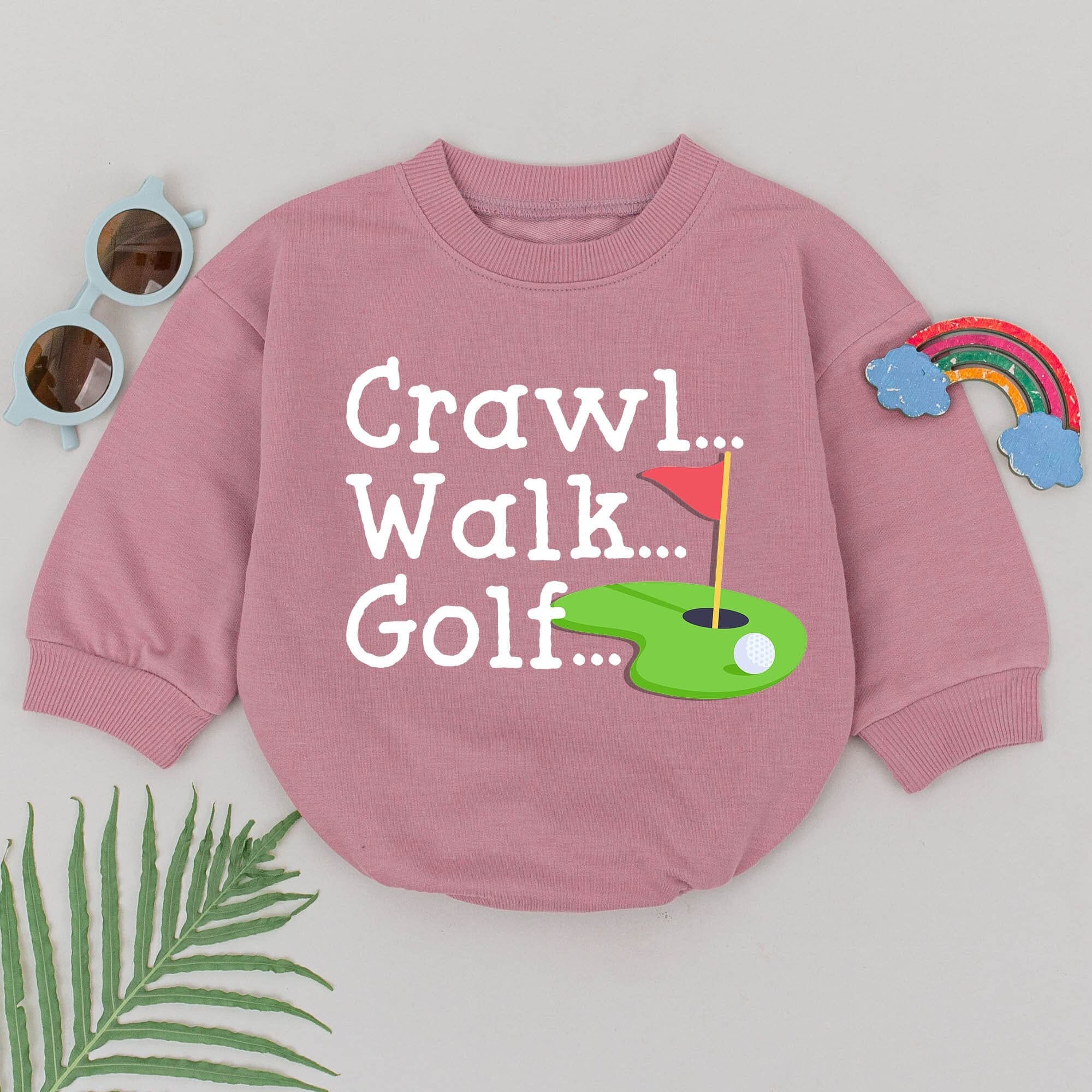 Crawl Walk Golf Baby Romper Future Golfer Outfit Father's Day Gift Boy Bodysuit Soft Cotton Natural Design Humorous Infant Apparel