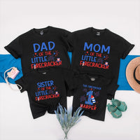 Custom 4th of July Matching Family Shirts, Baby’s 1st Birthday Outfit with Firework Design, Personalized Little Firecracker USA Tees