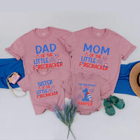 Custom 4th of July Matching Family Shirts, Baby’s 1st Birthday Outfit with Firework Design, Personalized Little Firecracker USA Tees