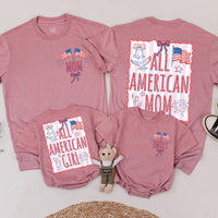 Custom All American Girl Shirt Personalized Fourth of July Outfit Coquette Style Family Matching Romper Baby Toddler Patriotic Gift